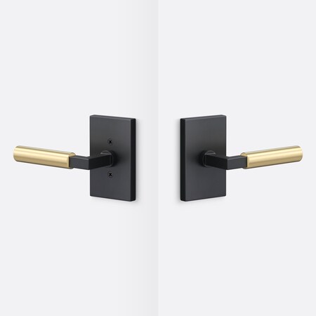 Sure-Loc Hardware Sure-Loc Hardware Levanto Passage Rosette, Flat Black, Smooth Grip in Satin Brass LV101 FBL GRIP-SM SB